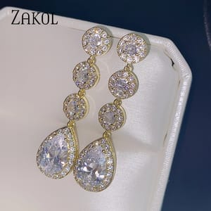 Elegant Water Drop Cubic Zirconia Dangle Earrings for Women Elegant Water Drop Cubic Zirconia Dangle Earrings for Women