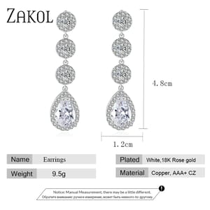 Elegant Water Drop Cubic Zirconia Dangle Earrings for Women Elegant Water Drop Cubic Zirconia Dangle Earrings for Women
