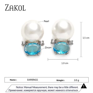Elegant Blue Oval Cubic Zirconia Stud Earrings for Women