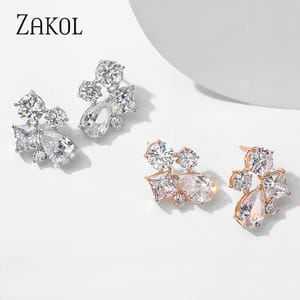 Elegant Geometric Cubic Zirconia Stud Earrings for Women