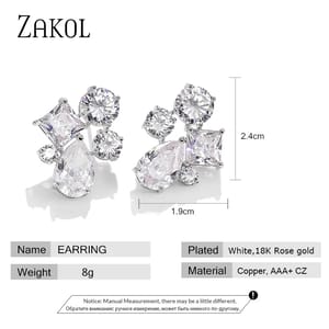 Elegant Geometric Cubic Zirconia Stud Earrings for Women