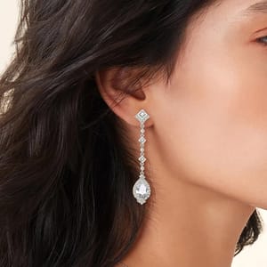 Elegant Water Drop Shaped CZ Long Dangle Earrings for Women Elegant Water Drop Shaped CZ Long Dangle Earrings for Women