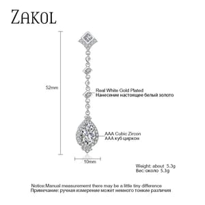 Elegant Water Drop Shaped CZ Long Dangle Earrings for Women Elegant Water Drop Shaped CZ Long Dangle Earrings for Women