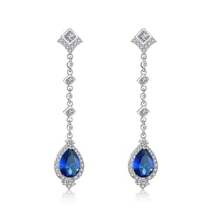 Elegant Water Drop Shaped CZ Long Dangle Earrings for Women