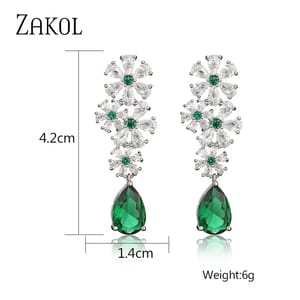 Elegant CZ Water Drop Flower Dangle Earrings for Women Elegant CZ Water Drop Flower Dangle Earrings for Women