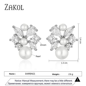Elegant Cubic Zirconia Stud Earrings with Imitation Pearl Accent Elegant Cubic Zirconia Stud Earrings with Imitation Pearl Accent