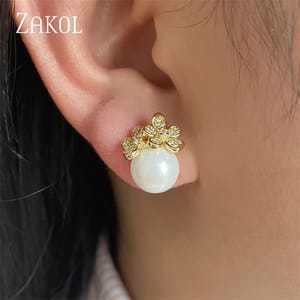 Elegant Micro Inlay Zircon Flower Stud Earrings for Women