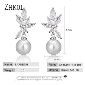 Elegant Cubic Zirconia Leaf Dangle Earrings for Women