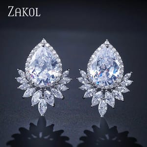 Elegant Teardrop Cubic Zirconia Stud Earrings for Weddings