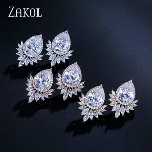 Elegant Teardrop Cubic Zirconia Stud Earrings for Weddings