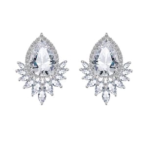 Elegant Teardrop Cubic Zirconia Stud Earrings for Weddings