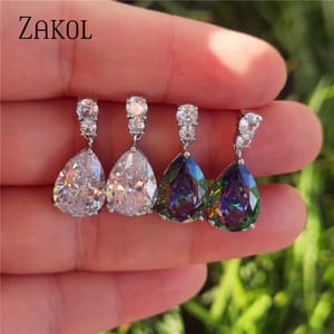 Elegant Water Drop Cubic Zirconia Dangle Earrings for Weddings Elegant Water Drop Cubic Zirconia Dangle Earrings for Weddings