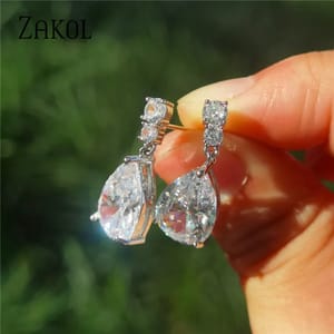 Elegant Water Drop Cubic Zirconia Dangle Earrings for Weddings Elegant Water Drop Cubic Zirconia Dangle Earrings for Weddings