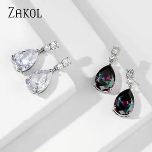 Elegant Water Drop Cubic Zirconia Dangle Earrings for Weddings Elegant Water Drop Cubic Zirconia Dangle Earrings for Weddings