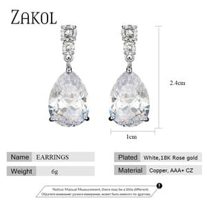 Elegant Water Drop Cubic Zirconia Dangle Earrings for Weddings Elegant Water Drop Cubic Zirconia Dangle Earrings for Weddings