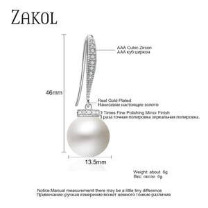 Elegant Simulated Pearl & Zircon Dangle Earrings for Women