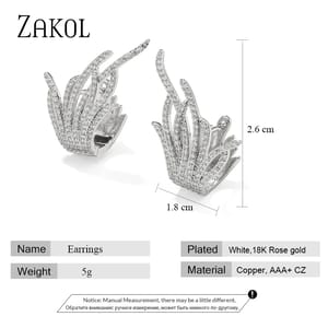 Elegant Leaf-Shaped Zirconia Stud Earrings for Women’s Wedding