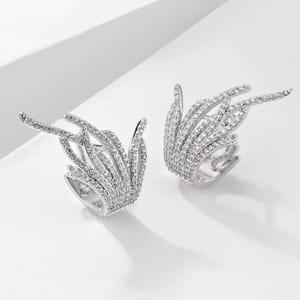 Elegant Leaf-Shaped Zirconia Stud Earrings for Women’s Wedding