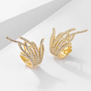 Elegant Leaf-Shaped Zirconia Stud Earrings for Women’s Wedding
