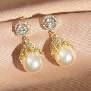 Exquisite Wind Chime Flower Pearl Drop Earrings for Women