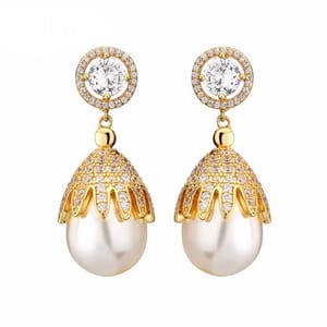 Exquisite Wind Chime Flower Pearl Drop Earrings for Women