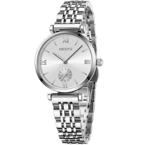Elegant Stainless Steel Women’s Quartz Bracelet Watch with Hidden Clasp