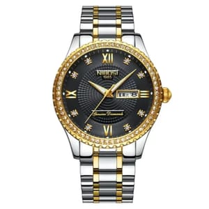 Elegant Stainless Steel Quartz Watch with Date and Water Resistance