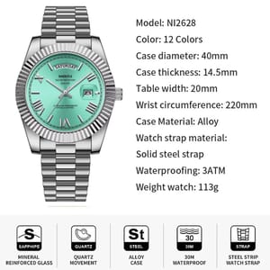 Elegant Luxury Men's Wristwatch with Date & Luminous Display Nibosi - Men's Dress Watches 1