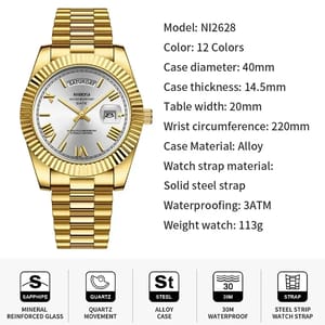 Elegant Men's Luxury Quartz Watch with Date & Waterproof Design Nibosi - Men's Dress Watches 3