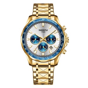 Luxury Stainless Steel Chronograph Watch with Date and Waterproof Features