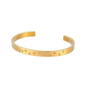 Elegant Gold-Plated Star and Moon Crystal Cuff Bracelet