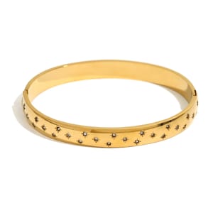 Elegant Star and Moon Rhinestone Bracelet in 18K Gold Plated Stainless Steel
