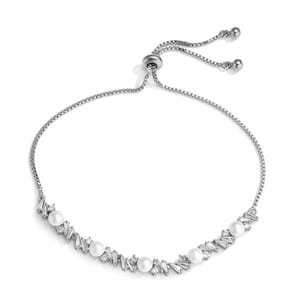 Elegant Adjustable Pearl Bracelet with Zircon for Women’s Jewelry