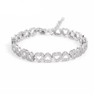 Trendy Heart Shaped Cubic Zirconia Bracelet for Weddings & Parties