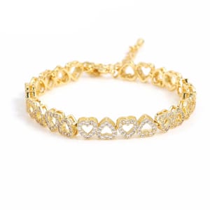 Trendy Heart Shaped Cubic Zirconia Bracelet for Weddings & Parties
