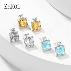 Elegant Square Cubic Zirconia Stud Earrings for Special Occasions Elegant Square Cubic Zirconia Stud Earrings for Special Occasions