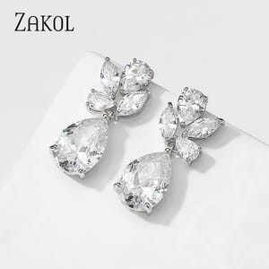 Elegant Water Drop Crystal Dangle Earrings for Brides
