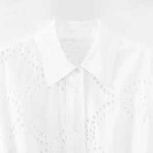 Women's Embroidered Shirt Dress Retro Lapel Long Sleeve Midi Chic Female Fashion with Belt