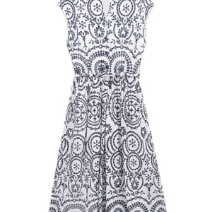 Elegant Embroidered Midi Dress with V-Neck and Belt