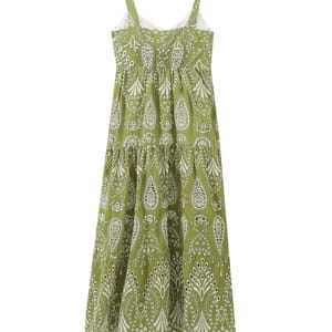 Elegant V-Neck Embroidered Midi Dress for Effortless Vacation Style