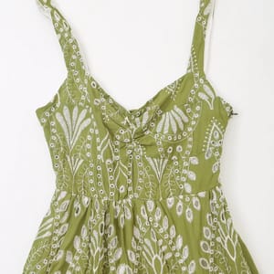 Elegant V-Neck Embroidered Midi Dress for Effortless Vacation Style