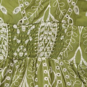 Elegant V-Neck Embroidered Midi Dress for Effortless Vacation Style