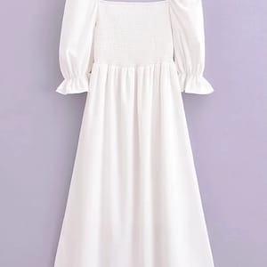 Flare Sleeve Casual A-Line Dress with Square Neckline for Women