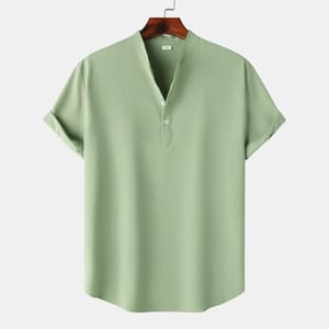 Casual Cotton-Linen Henley Shirt for Men, Perfect for Vacations