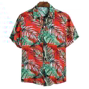 Men's Casual Summer Beach Shirt with Vibrant Tropical Prints