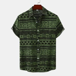 Men's African Dashiki Tribal Floral Print Beach Casual Shirt