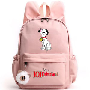Charming Dalmatian Design Backpack with Rabbit Ears for Students