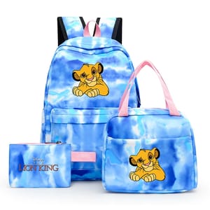 Simba-Inspired 3-Piece Backpack Set with Lunch Bag for Teens