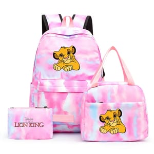 Simba-Inspired 3-Piece Backpack Set with Lunch Bag for Teens
