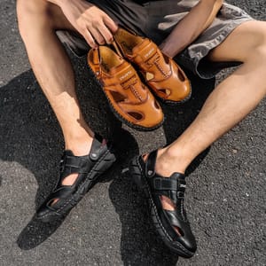 Classic Men's Leather Sandals – Lightweight Outdoor Casual Footwear
